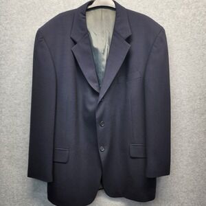 Oscar De La Renta Stretch Wool Blazer Mens 46R Navy Blue Suit Jacket Sport Coat